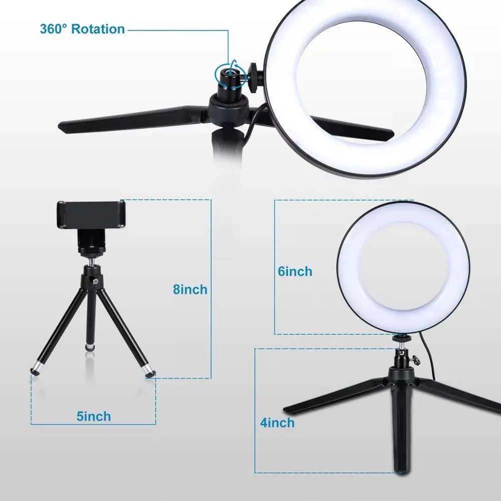 Beauty Selfie Camera Studio Mobile Phone Photo Dimmable USB LED Circle Round Ring Lamp Tripod Stand Lighting