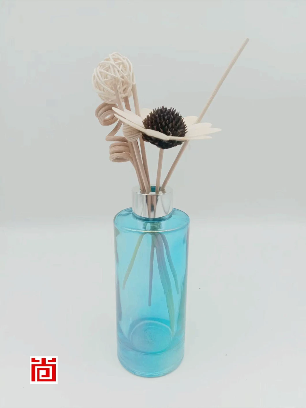 Ion Plating Blue Glass Reed Diffuser with Silver Lid